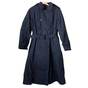 US Air Force All Weather Trench Coat Womens 10R Navy Blue Belted Removable Liner